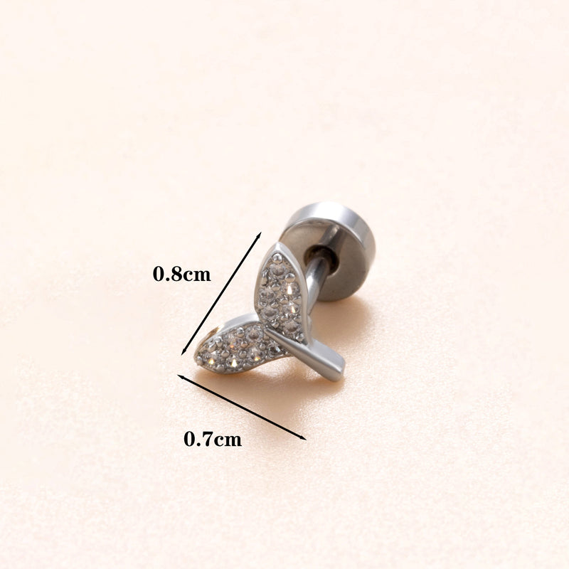 1 Piece Classic Style Insect Flower Polishing Plating Inlay Stainless Steel Copper Zircon 18k Gold Plated Ear Studs