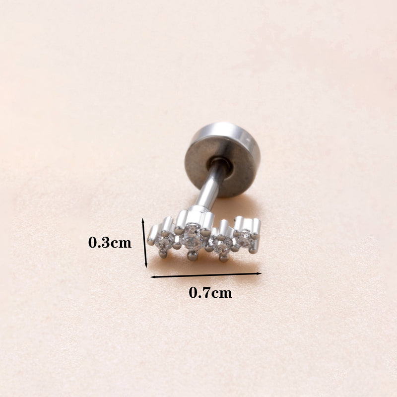 1 Piece Classic Style Insect Flower Polishing Plating Inlay Stainless Steel Copper Zircon 18k Gold Plated Ear Studs