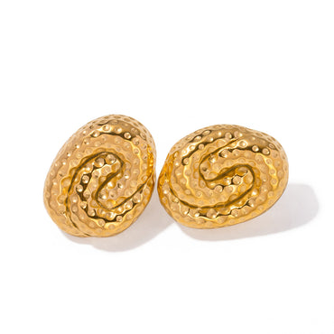 1 Pair Retro Simple Style Spiral Stripe Plating Stainless Steel 18k Gold Plated Ear Studs