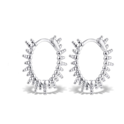 1 Pair Luxurious Simple Style Round Sun Plating Sterling Silver 18k Gold Plated White Gold Plated Earrings