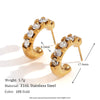 1 Pair Retro Classic Style C Shape Plating Inlay Stainless Steel Zircon 18k Gold Plated Ear Studs