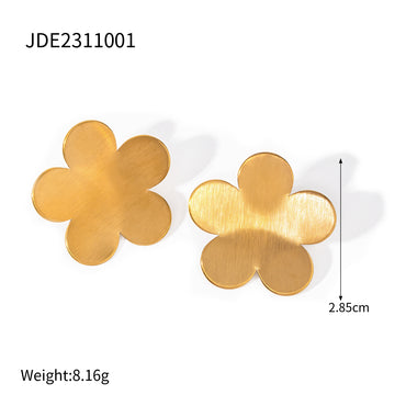 1 Pair Simple Style Flower Plating Stainless Steel 18k Gold Plated Ear Studs