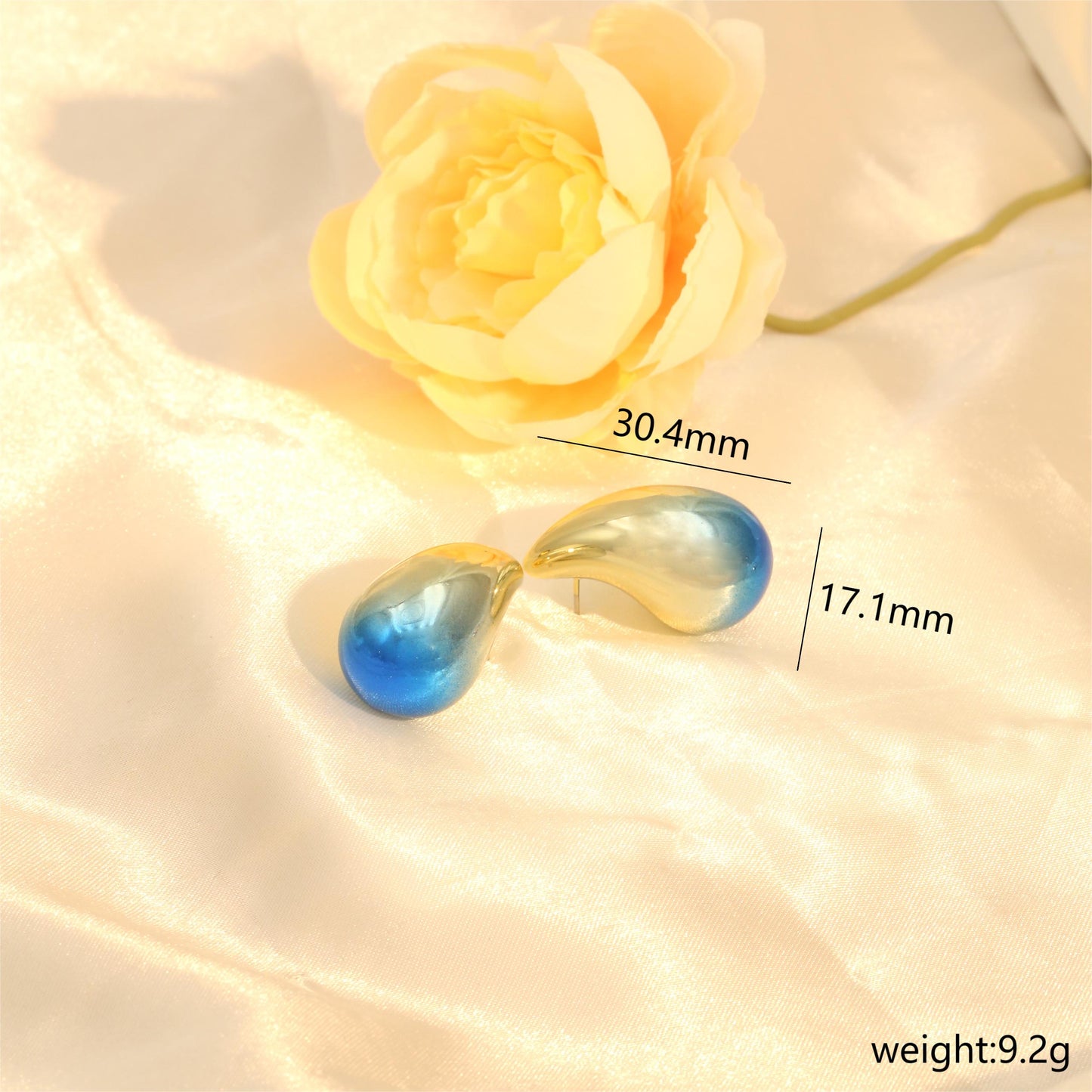 1 Pair Ig Style Water Droplets Gradient Color Pvc Ear Studs