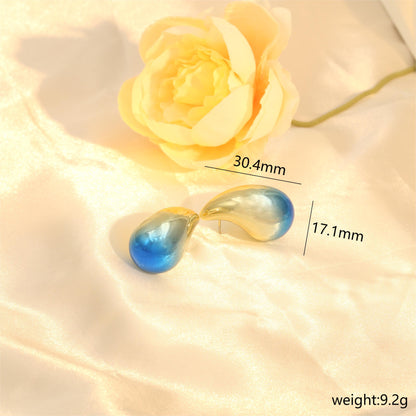 1 Pair Ig Style Water Droplets Gradient Color Pvc Ear Studs