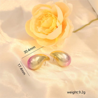 1 Pair Ig Style Water Droplets Gradient Color Pvc Ear Studs