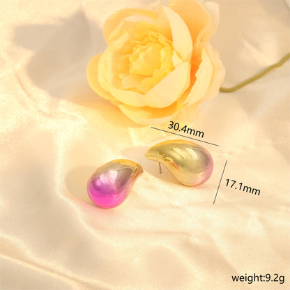 1 Pair Ig Style Water Droplets Gradient Color Pvc Ear Studs