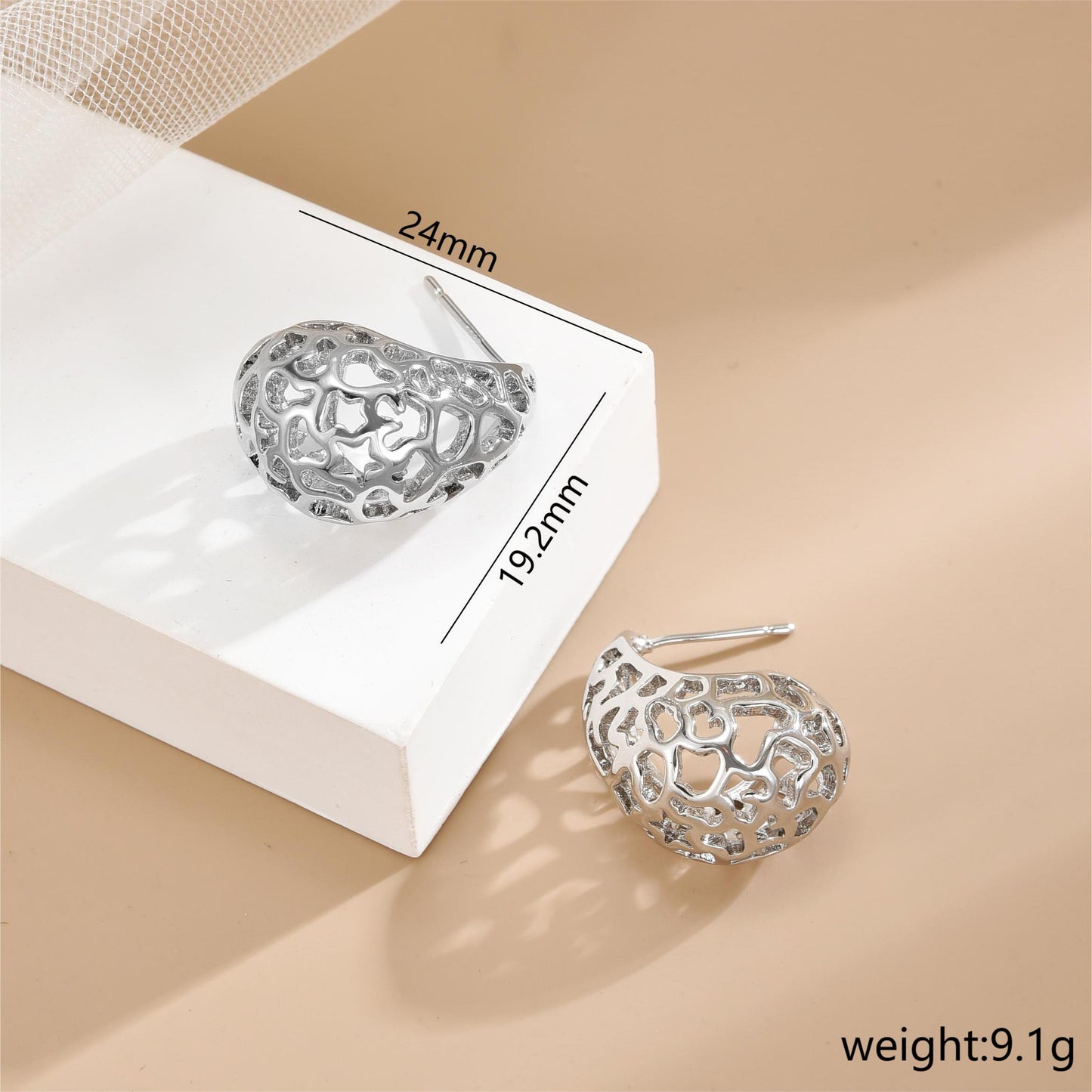 1 Pair Ig Style Simple Style Geometric Plating Hollow Out Copper 18k Gold Plated White Gold Plated Earrings