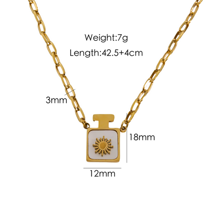 Retro Sun Stainless Steel Plating Inlay Natural Stone Shell 14k Gold Plated Pendant Necklace