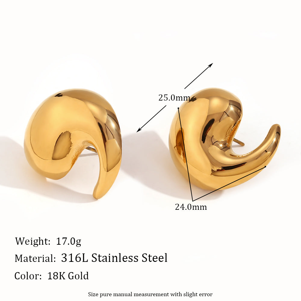 1 Pair Simple Style Classic Style Water Droplets Plating Stainless Steel 18k Gold Plated Ear Studs