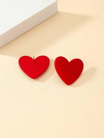 1 Pair Romantic Heart Shape Ferroalloy Ear Studs