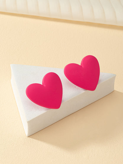 1 Pair Romantic Heart Shape Ferroalloy Ear Studs