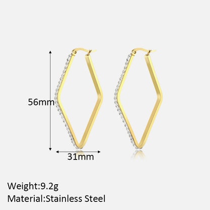 1 Pair Simple Style Geometric Plating Inlay Stainless Steel Zircon 18k Gold Plated Earrings