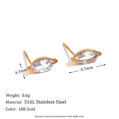 1 Pair Basic Simple Style Classic Style Flower Plating Inlay Stainless Steel Rhinestones 18k Gold Plated Ear Studs