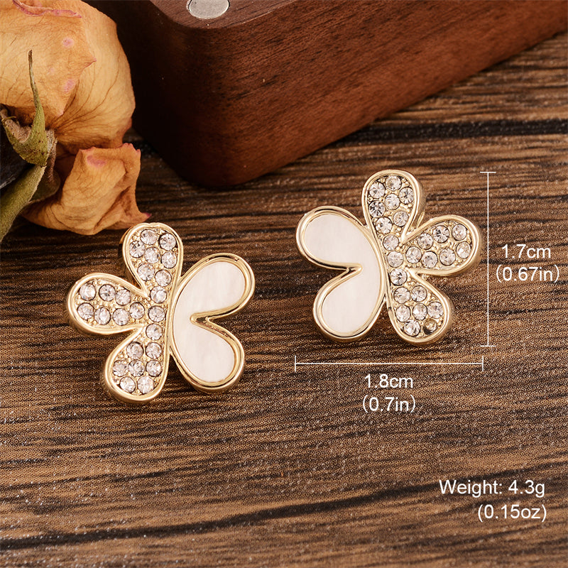 1 Pair Glam Shiny Flower Bow Knot Plating Inlay Copper Shell Zircon Gold Plated Ear Studs