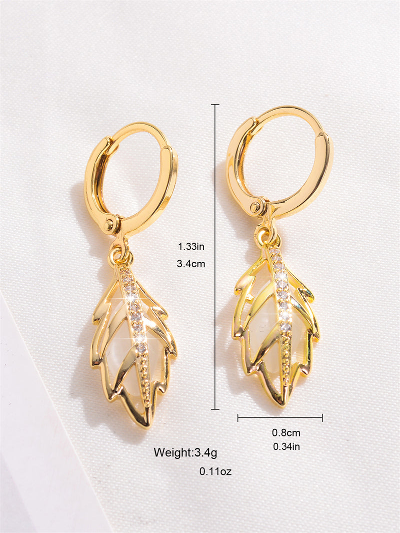 1 Pair Cute Clouds Rabbit Leaves Plating Inlay Copper Zircon 18k Gold Plated Drop Earrings