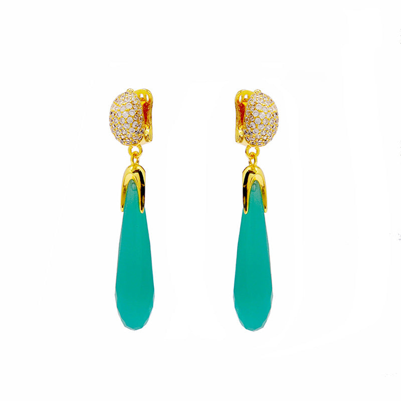 1 Pair Vintage Style Water Droplets Plating Artificial Crystal Drop Earrings