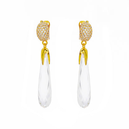 1 Pair Vintage Style Water Droplets Plating Artificial Crystal Drop Earrings