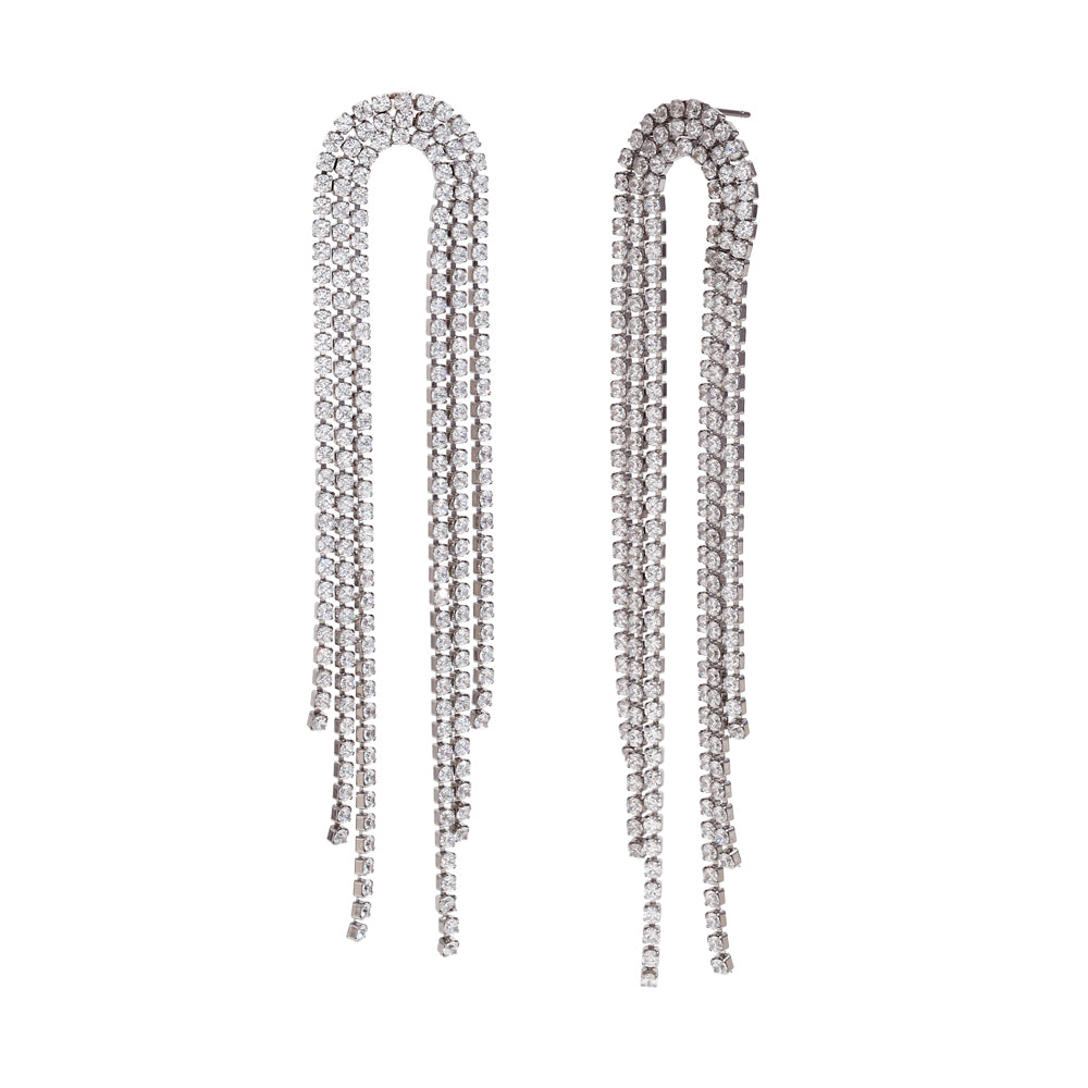 1 Pair Classic Style Tassel Plating Inlay Stainless Steel Zircon 18k Gold Plated Dangling Earrings