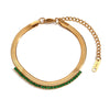 Lady Classic Style Solid Color Stainless Steel Plating Inlay Rhinestones 18k Gold Plated Bracelets Necklace