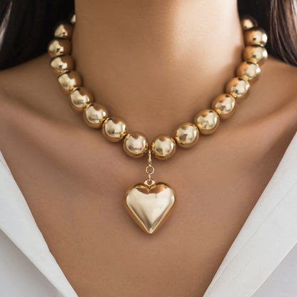 Glam Exaggerated Geometric Ccb Artificial Pearl Beaded Plating Valentine's Day Women's Necklace