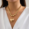 Glam Exaggerated Geometric Ccb Artificial Pearl Beaded Plating Valentine's Day Women's Necklace