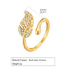 Elegant Simple Style Geometric Copper Plating Inlay Zircon 18k Gold Plated Open Rings