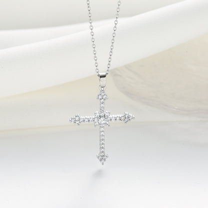 Simple Style Classic Style Cross Titanium Steel Plating Inlay Zircon Gold Plated Silver Plated Pendant Necklace