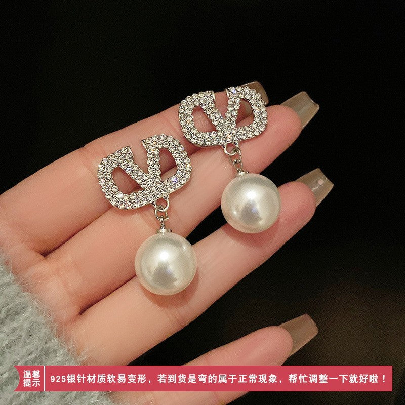 1 Pair Sweet Geometric Round Plating Imitation Pearl Drop Earrings