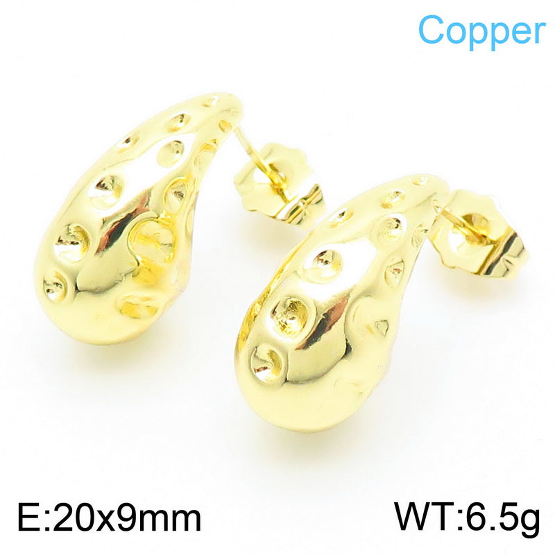 1 Pair Simple Style Water Droplets Plating Inlay Copper Rhinestones Gold Plated Ear Studs