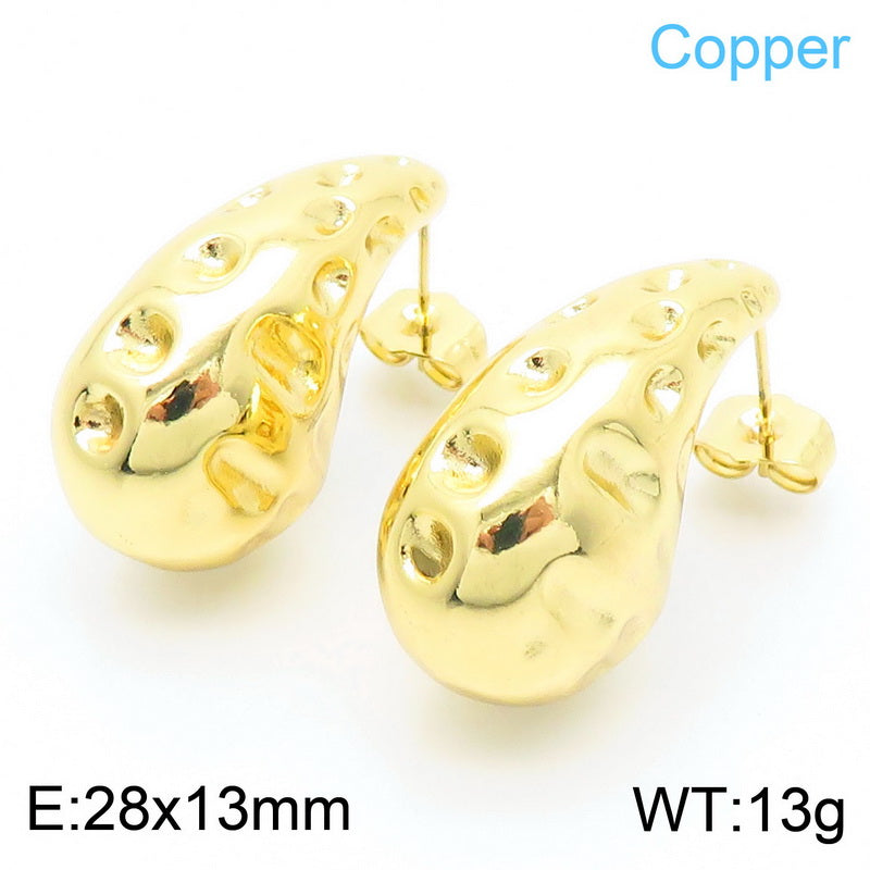 1 Pair Simple Style Water Droplets Plating Inlay Copper Rhinestones Gold Plated Ear Studs