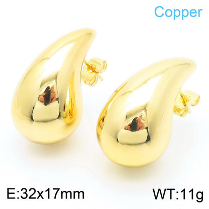 1 Pair Simple Style Water Droplets Plating Inlay Copper Rhinestones Gold Plated Ear Studs