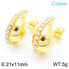 1 Pair Simple Style Water Droplets Plating Inlay Copper Rhinestones Gold Plated Ear Studs