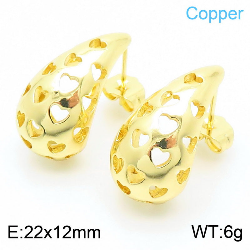 1 Pair Simple Style Water Droplets Plating Inlay Copper Rhinestones Gold Plated Ear Studs