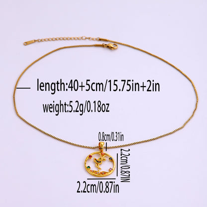 Ig Style Simple Style Human Stainless Steel Copper Plating Inlay Zircon 18k Gold Plated Pendant Necklace