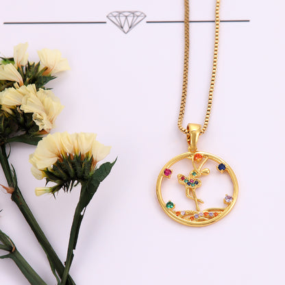 Ig Style Simple Style Human Stainless Steel Copper Plating Inlay Zircon 18k Gold Plated Pendant Necklace