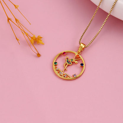 Ig Style Simple Style Human Stainless Steel Copper Plating Inlay Zircon 18k Gold Plated Pendant Necklace