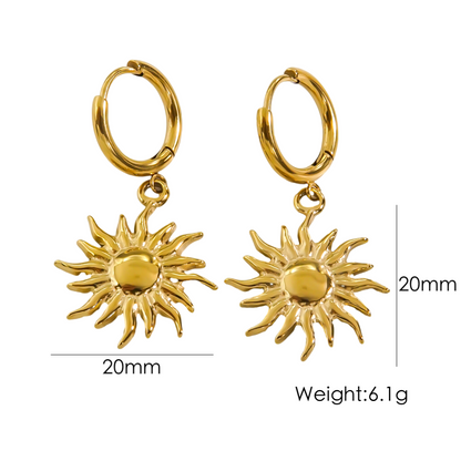 1 Pair Streetwear Sun Plating Stainless Steel 14k Gold Plated Drop Earrings