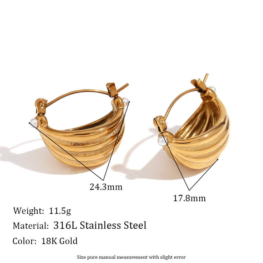 1 Pair Vintage Style Classic Style Geometric Plating Inlay Stainless Steel Artificial Pearls 18k Gold Plated Earrings