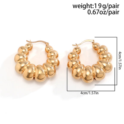 1 Pair Retro French Style Simple Style Round Irregular Three-Dimensional Thick Ccb Earrings