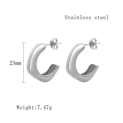 1 Pair Streetwear C Shape Plating Stainless Steel 18k Gold Plated Ear Studs