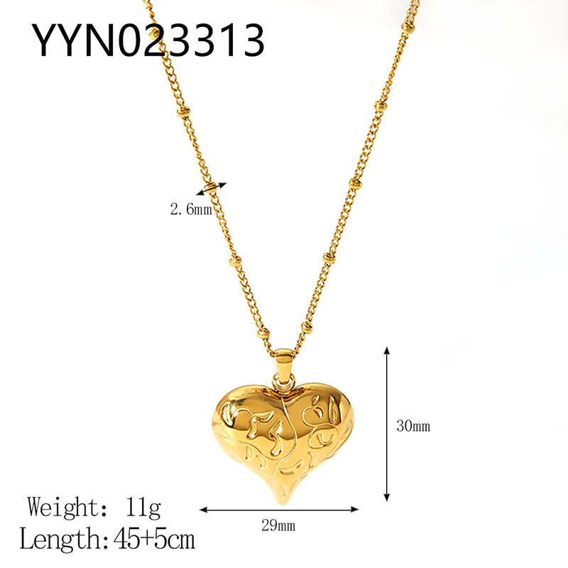 Ig Style Heart Shape Stainless Steel Polishing Plating 18k Gold Plated Pendant Necklace