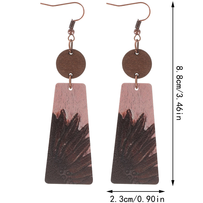 1 Pair Vintage Style Sunflower Wood Drop Earrings