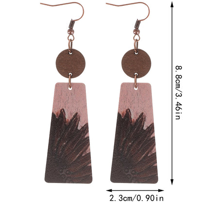 1 Pair Vintage Style Sunflower Wood Drop Earrings