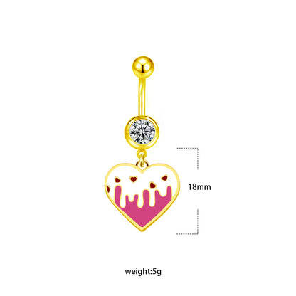 1 Piece Belly Rings Sexy Heart Shape Flower Butterfly Stainless Steel Enamel Plating Inlay Rhinestones Belly Ring