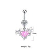 1 Piece Belly Rings Sexy Heart Shape Flower Butterfly Stainless Steel Enamel Plating Inlay Rhinestones Belly Ring