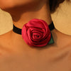 Romantic Sweet Commute Rose Stainless Steel Cloth Velvet Handmade Women's Choker