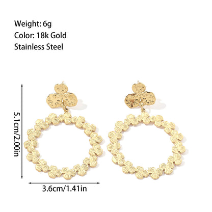 1 Pair Streetwear Round Plating Titanium Steel 18k Gold Plated Drop Earrings