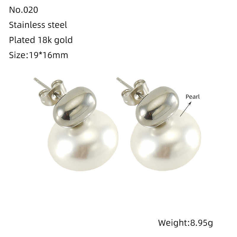 1 Piece Cute Queen Bridal Solid Color Plating Inlay Stainless Steel Pearl 18k Gold Plated Ear Studs