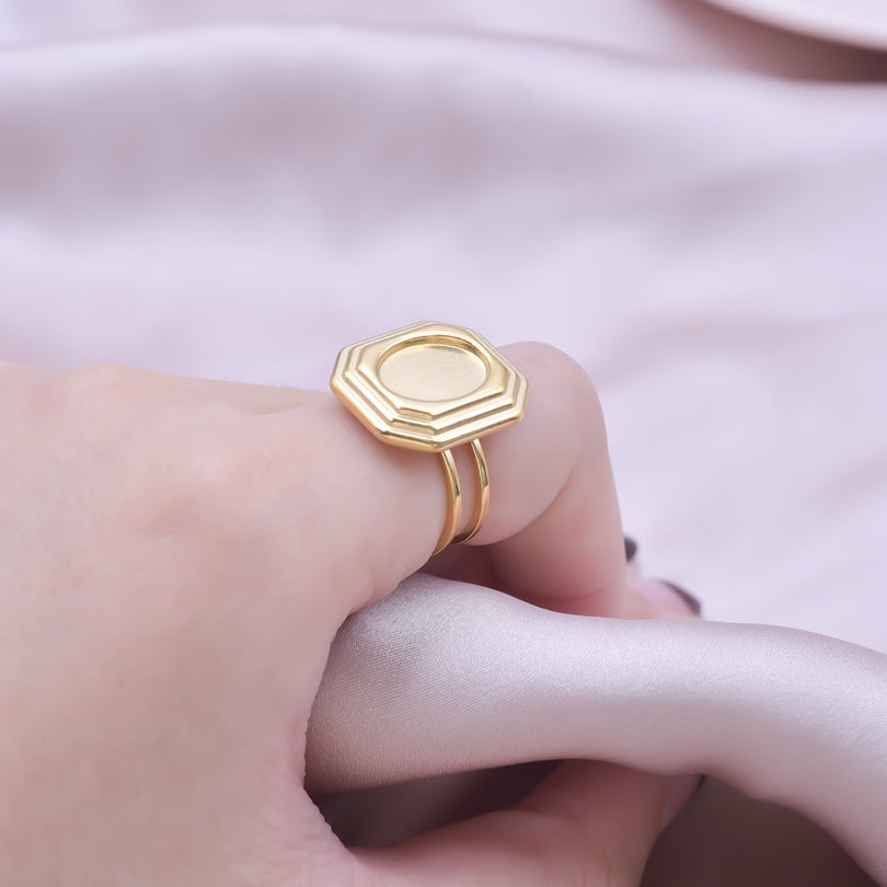 Wholesale Jewelry Simple Style Geometric 304 Stainless Steel 18K Gold Plated Irregular Open Rings