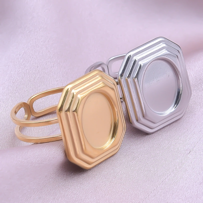 Wholesale Jewelry Simple Style Geometric 304 Stainless Steel 18K Gold Plated Irregular Open Rings